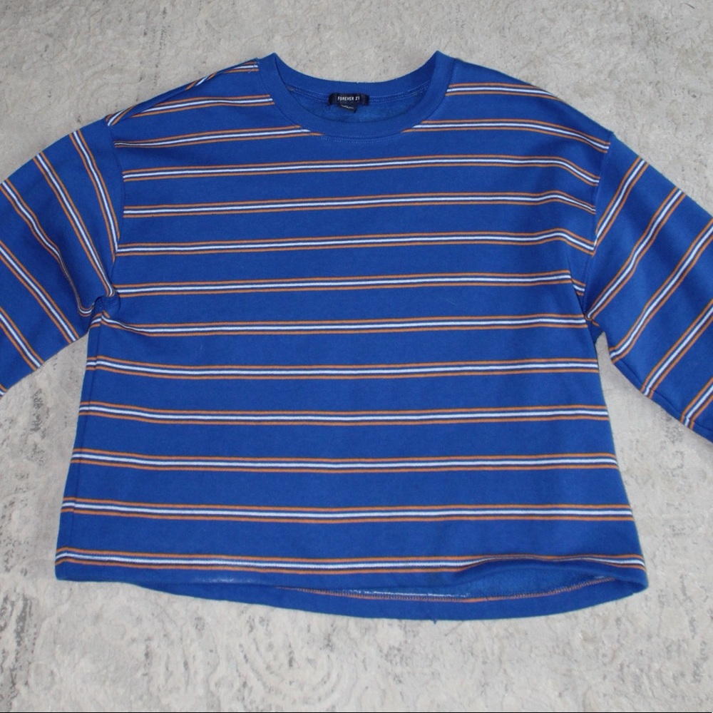 Forever 21 blue and yellow Striped Sweater